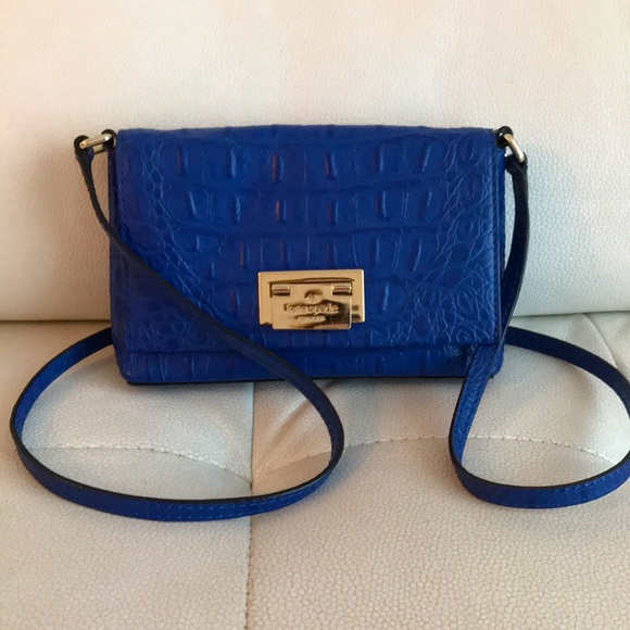 kate spade Handbags - Kate Spade Royal Blue Croc Embossed Crossbody - EUC
